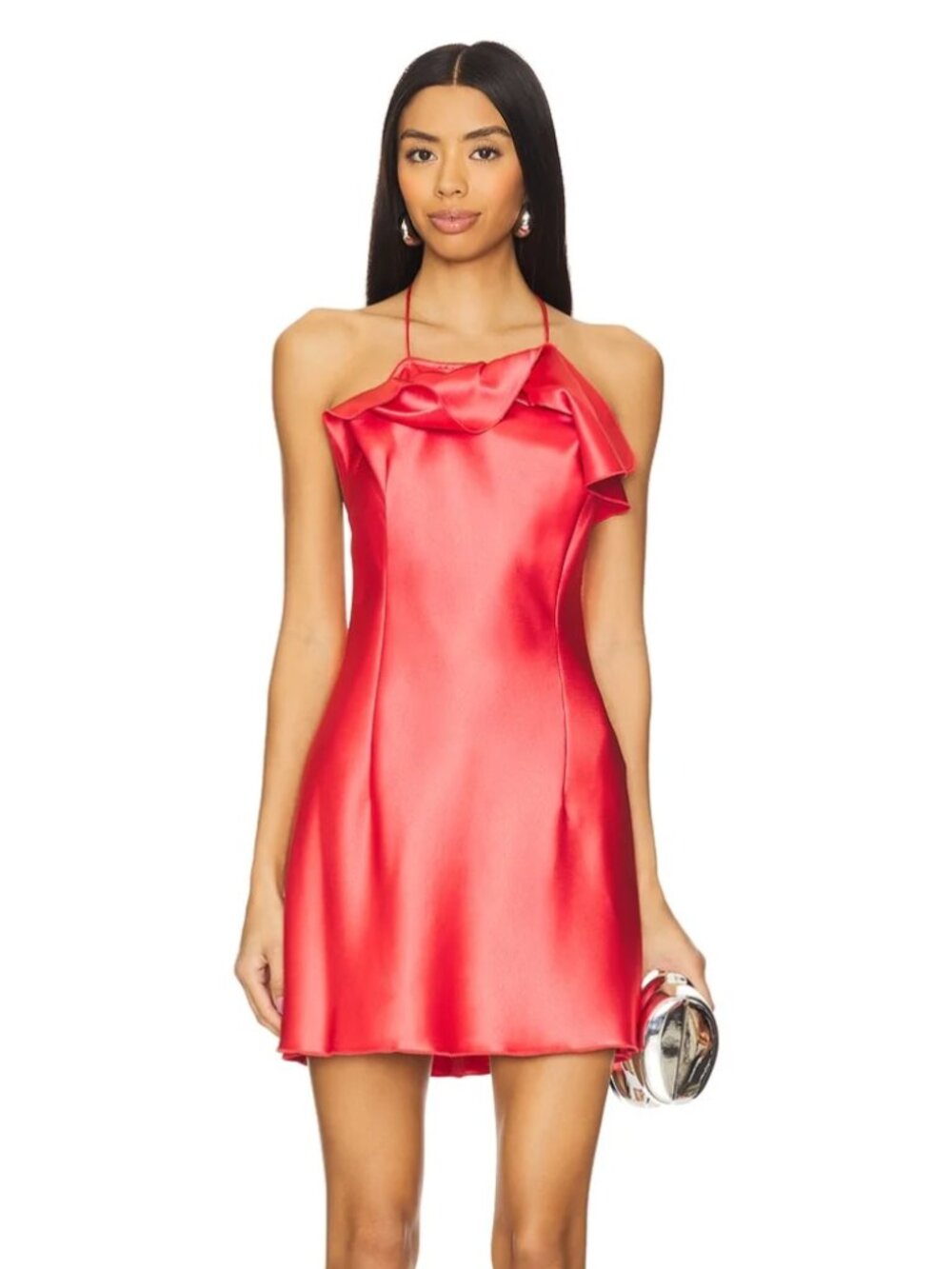 Acler Abdie Mini Dress Chilli Red Satin Halter Size 4